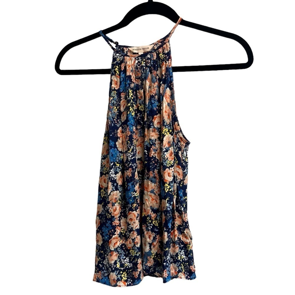 REBECCA TAYLOR Women’s Gigi Sleeveless Flutter Floral Print Silk Tank - Size 4